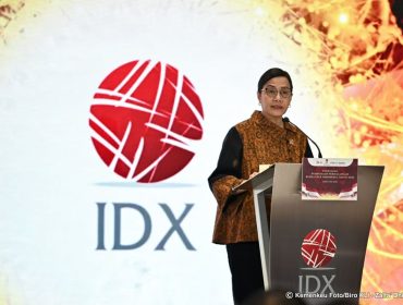 Menkeu Sri Mulyani pada acara Peresmian Pembukaan Perdagangan Bursa Efek Indonesia (BEI) Tahun 2025, Kamis (2/1) di Jakarta. (Sumber: kemenkeu.go.id)