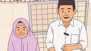 Ilustrasi ibu NS bersama pengurus Griya Lansia. (Dibuat oleh ChatGPT)